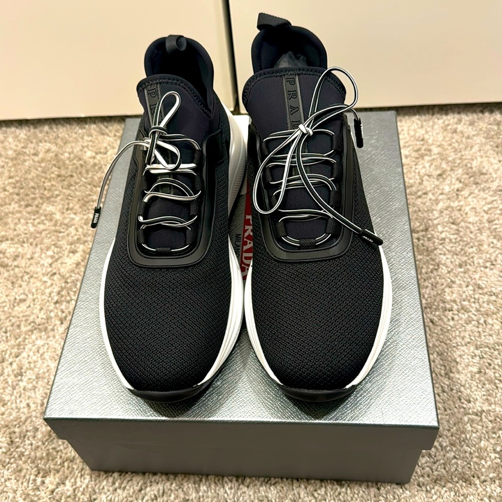 Prada Knit Lace Up Sneakers